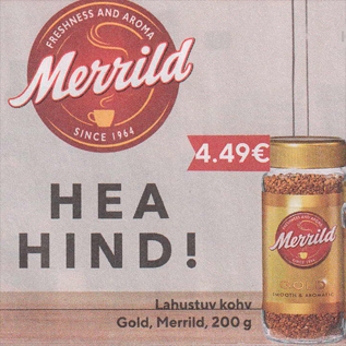 Скидка - Растворимый кофе Gold, Merrild, 200 г