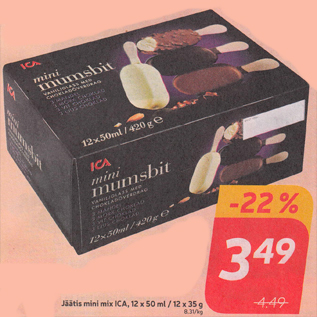 Скидка - Мороженое мини микс ICA, 12 х 50 мл / 12 х 35 г