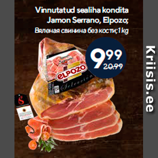 Allahindlus - Vinnutatud sealiha kondita Jamon Serrano, Elpozo