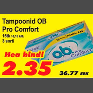 Allahindlus - Tampoonid OB Pro Comfort