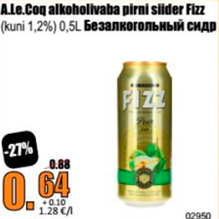 Allahindlus - A.Le.Coq alkoholivaba pirni siider Fizz