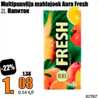 Allahindlus - Multipuuvilja mahlajook Aura Fresh 2 L