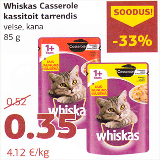 Allahindlus - Whiskas Casserole kassitoit tarrendis