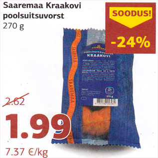 Allahindlus - Saaremaa Kraakovi poolsuitsuvorst 270 g