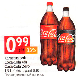Allahindlus - Karastusjook Coca-Cola või Coca-Cola Zero 1,5 L