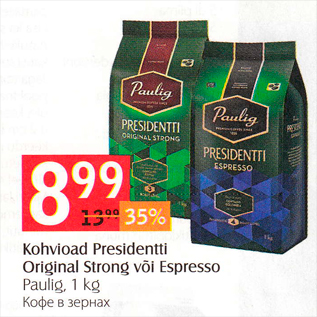 Allahindlus - Kohvioad Presidentti Original Strong või Espresso