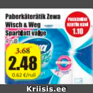 Allahindlus - Paberkäterätik Zewa Wisch & Weg Sparblatt valge