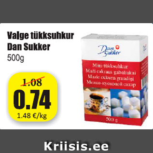 Allahindlus - Valge tükksuhkur Dan Sukker 500 g