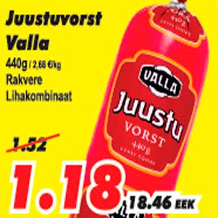 Allahindlus - Juustuvorst Valla Rakvere Lihakombinaat