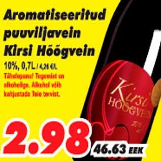 Allahindlus - Aromatiseeritud puuviljavein Kirsi Hõõgvein