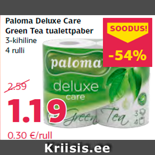 Allahindlus - Paloma Deluxe Care Green Tea tualettpaber