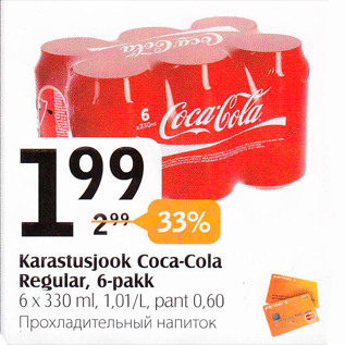 Allahindlus - Karastusjook Coca-Cola Regular, 6-pakk