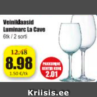 Allahindlus - Veiniklaasid Luminarc La Cave