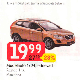 Allahindlus - Mudelauto 1:24, erinevad