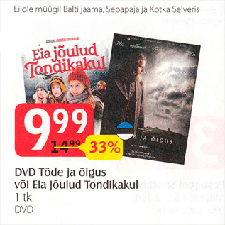 Allahindlus - DVD Tõde ja õigus või Eia jõulud Tondikakul, 1 tk