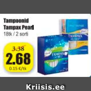 Allahindlus - Tampoonid Tampax Pearl