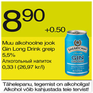 Allahindlus - Muu alkohoolne jook Gin Long Drink greip, 5,5%