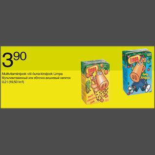 Allahindlus - Multivitamiinijook või õuna-kirsijook Limpa