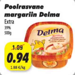 Allahindlus - Poolrasvane margariin Delma
