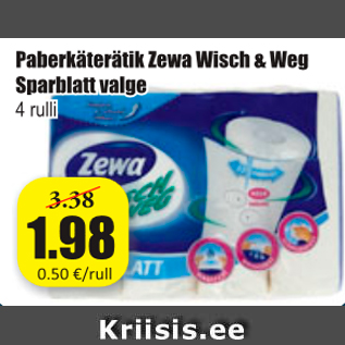 Allahindlus - Paberkäterätik Zewa Wisch & Weg Sparblatt valge