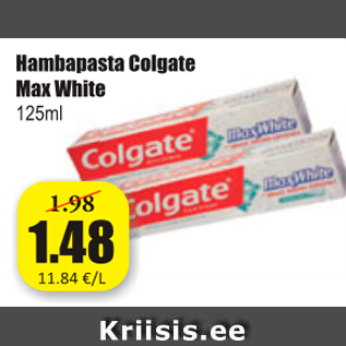 Allahindlus - Hambapasta Colgate Max White 125 ml