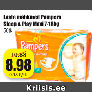 Allahindlus - Laste mähkmed Pampers Sleep & Play Maxi 7-18 kg, 50 tk