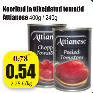 Скидка - Очищенные и нарезанные помидоры Attianese