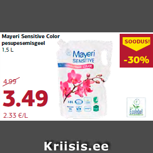 Allahindlus - Mayeri Sensitive Color pesupesemisgeel 1,5 L