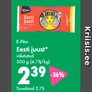 Allahindlus - E-Piim Eesti juust*