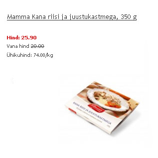 Allahindlus - Mamma Kana riisi ja juustukastmega