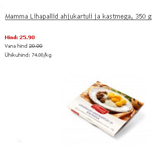 Allahindlus - Mamma Lihapallid ahjukartuli ja kastmega