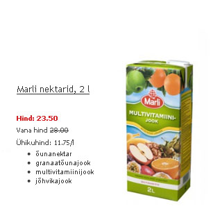 Allahindlus - Marli nektarid