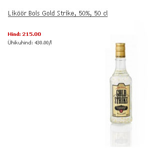 Allahindlus - Liköör Bols Gold Strike