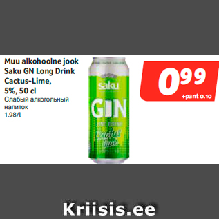 Allahindlus - Muu alkohoolne jook Saku GN Long Drink Cactus-Lime