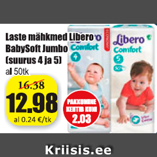 Allahindlus - Laste mähkmed Libero BabySoft Jumbo