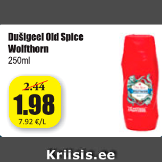 Allahindlus - Dušigeel Old Spice Wolfthorn 250 ml