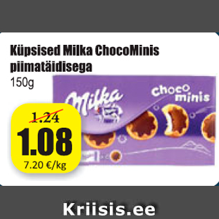 Allahindlus - Küpsised Milka ChocoMinis piimatäidisega 150 g