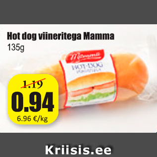 Allahindlus - Hot dog viineritega Mamma 135 g
