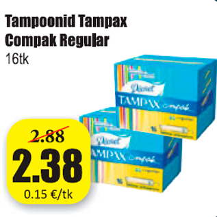 Allahindlus - Tampoonid Tampax Compak regular 16 tk