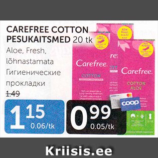 Allahindlus - CAREFREE COTTON PESUKAITSMED 20 tk