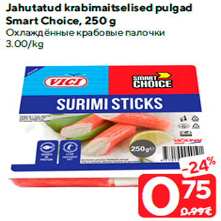 Allahindlus - Jahutatud krabimaitselised pulgad Smart Choice, 250 g