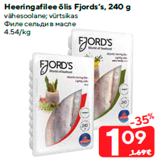 Allahindlus - Heeringafilee õlis Fjords’s, 240 g