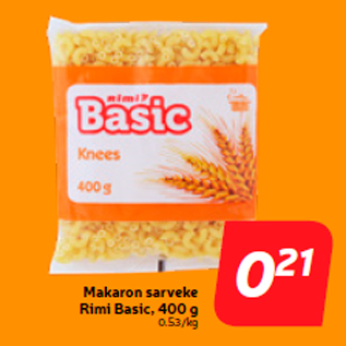 Allahindlus - Makaron sarveke Rimi Basic, 400 g