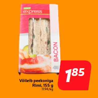 Скидка - Бутерброд с беконом Rimi, 155 г