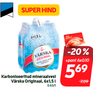 Allahindlus - Karboniseeritud mineraalvesi Värska Originaal, 6x1,5 l