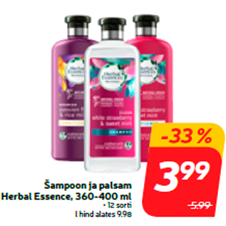 Allahindlus - Šampoon ja palsam Herbal Essence, 360-400 ml