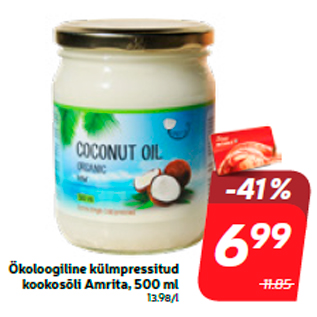 Allahindlus - Ökoloogiline külmpressitud kookosõli Amrita, 500 ml