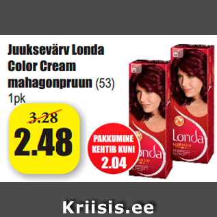 Allahindlus - Juuksevärv Londa Color Cream mahagonpruun