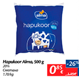 Allahindlus - Hapukoor Alma, 500 g 20%