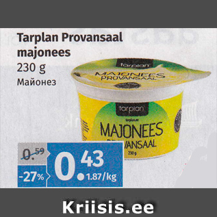 Allahindlus - Tarplan Provansaal majonees 230 g